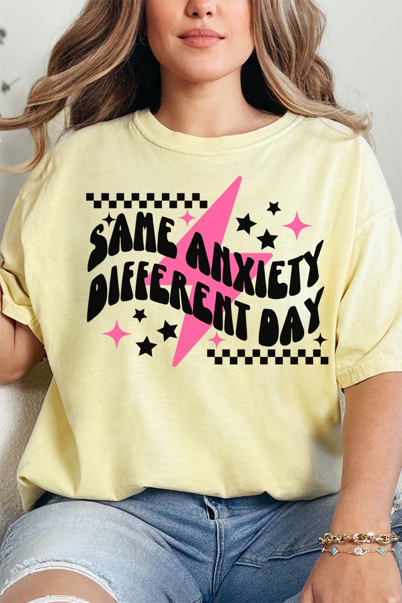 Same Anxiety Different Day Comfort Colors Adult Ring - Spun Cotton Tee - Wholesale Accessory Market