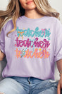 Stacked Colorful Teacher Comfort Colors Adult Ring - Spun Cotton Tee - Wholesale Accessory Market