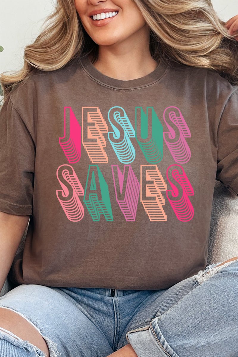 Stacked Jesus Saves Comfort Colors Adult Ring - Spun Cotton Tee - Wholesale Accessory Market