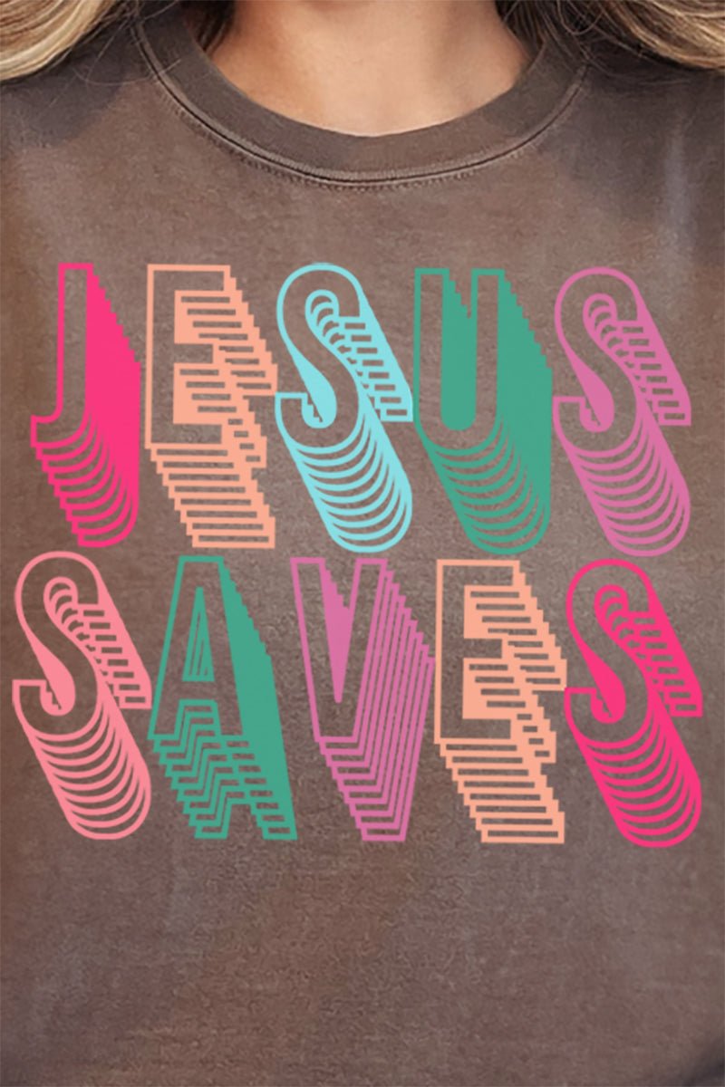Stacked Jesus Saves Comfort Colors Adult Ring - Spun Cotton Tee - Wholesale Accessory Market