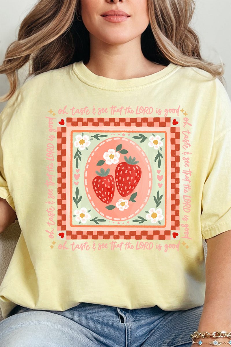 Strawberry Oh Taste & See Comfort Colors Adult Ring - Spun Cotton Tee - Wholesale Accessory Market