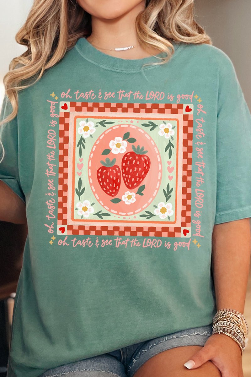 Strawberry Oh Taste & See Comfort Colors Adult Ring - Spun Cotton Tee - Wholesale Accessory Market