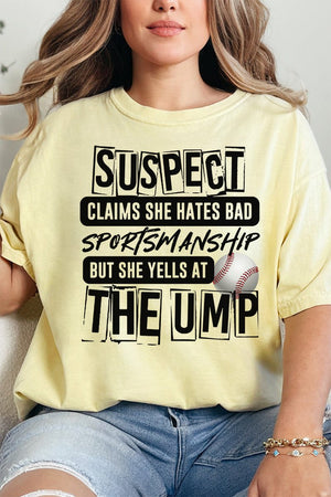 Suspect Yells At The Ump Comfort Colors Adult Ring - Spun Cotton Tee - Wholesale Accessory Market