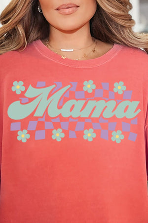 Teal Checkered Daisy Mama Comfort Colors Adult Ring - Spun Cotton Tee - Wholesale Accessory Market