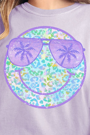 Tropical Cheetah Happy Face Comfort Colors Adult Ring - Spun Cotton Tee - Wholesale Accessory Market