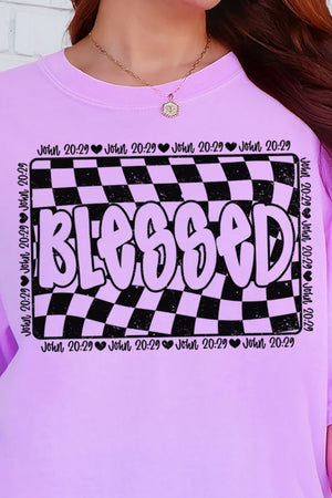 Wavy Checkered Blessed Comfort Colors Adult Ring - Spun Cotton Tee - Wholesale Accessory Market