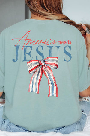 America Needs Jesus Front & Back Comfort Colors Adult Ring - Spun Cotton Tee - Wholesale Accessory Market