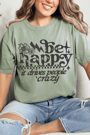 Black Be Happy Comfort Colors Adult Ring-Spun Cotton Tee - Wholesale Accessory Market