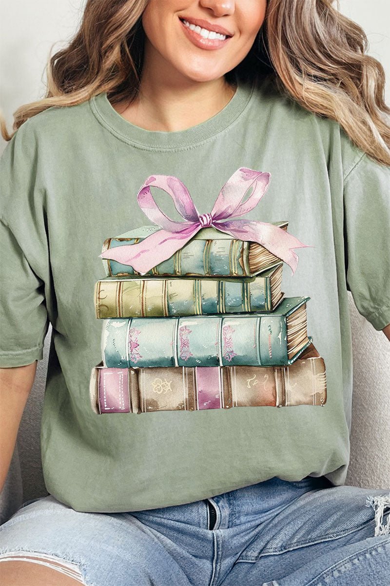 Bows And Books Comfort Colors Adult Ring - Spun Cotton Tee - Wholesale Accessory Market