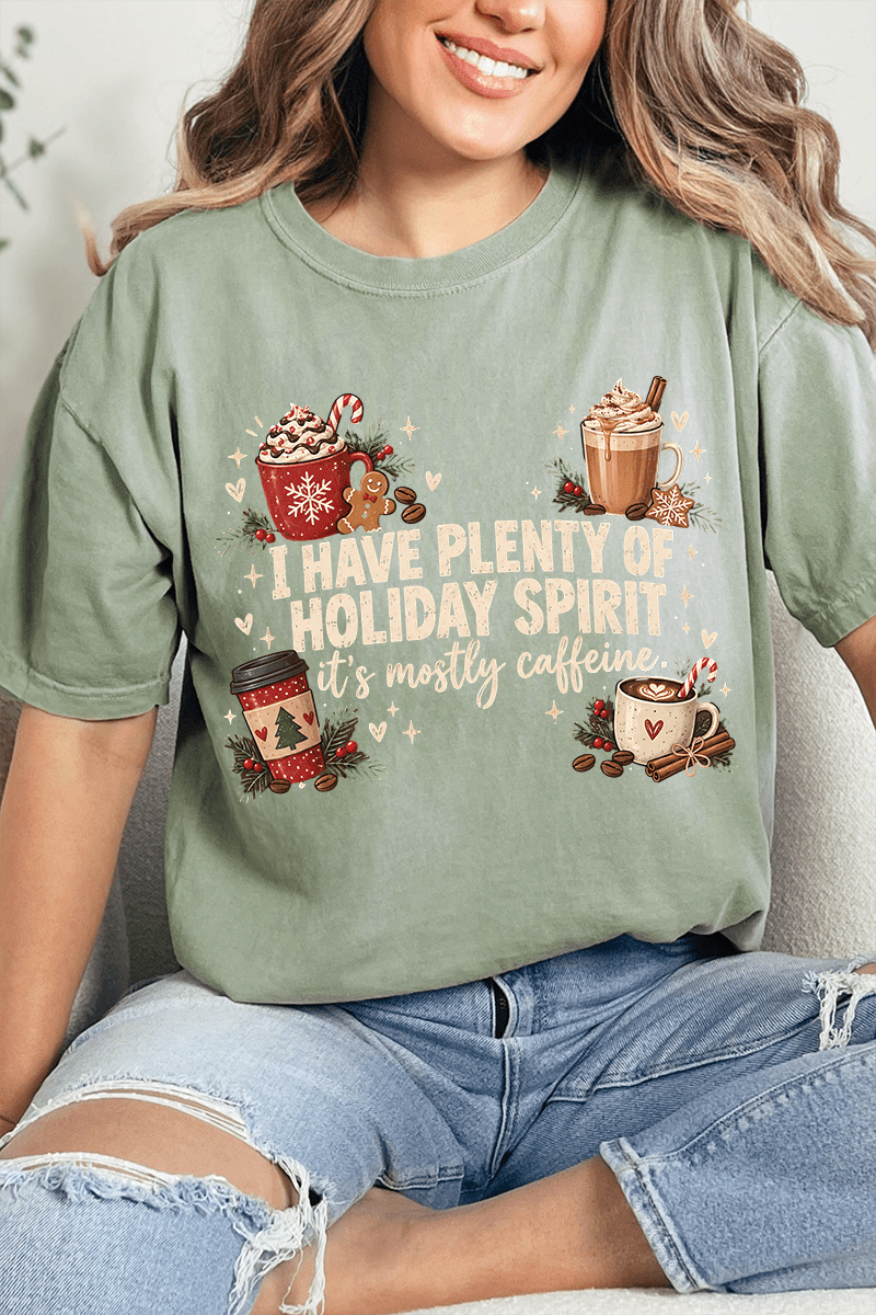 Caffeinated Holiday Spirit Comfort Colors Adult Ring-Spun Cotton Tee - Wholesale Accessory Market