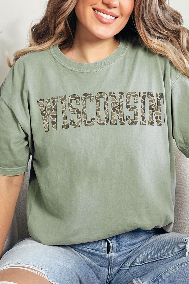 Camo Wisconsin Comfort Colors Adult Ring - Spun Cotton Tee - Wholesale Accessory Market