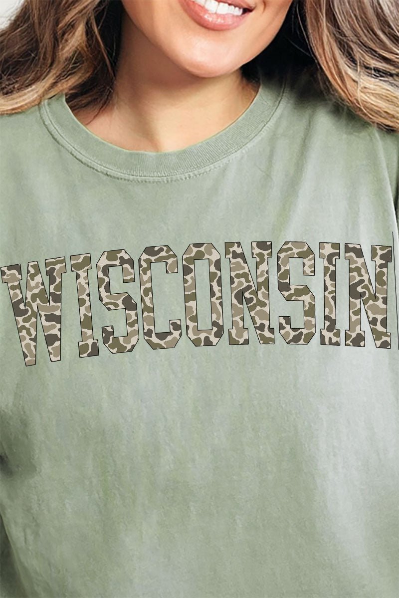 Camo Wisconsin Comfort Colors Adult Ring - Spun Cotton Tee - Wholesale Accessory Market