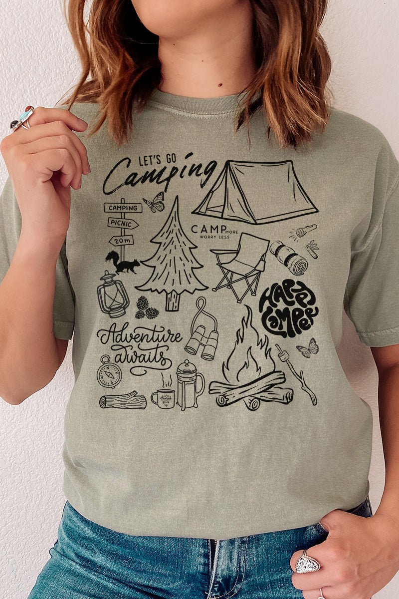 Camping Collage Comfort Colors Adult Ring - Spun Cotton Tee - Wholesale Accessory Market