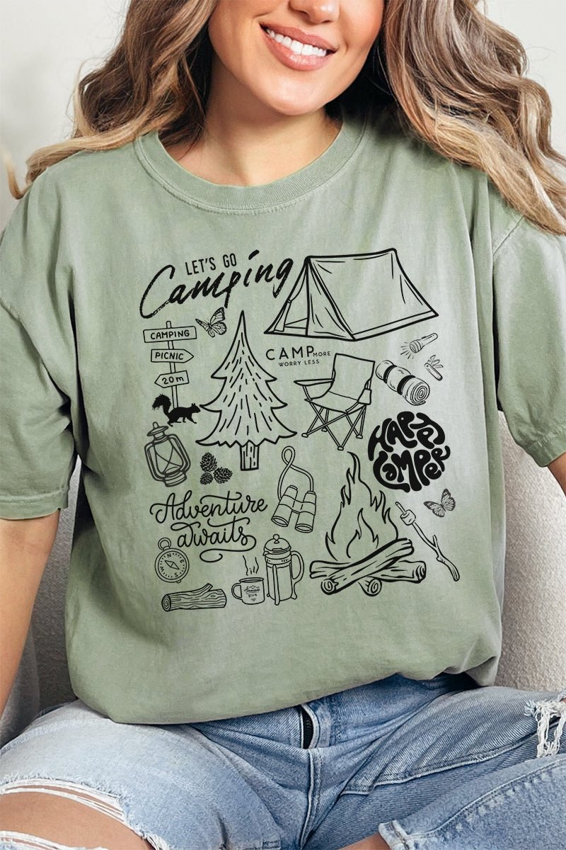 Camping Collage Comfort Colors Adult Ring - Spun Cotton Tee - Wholesale Accessory Market