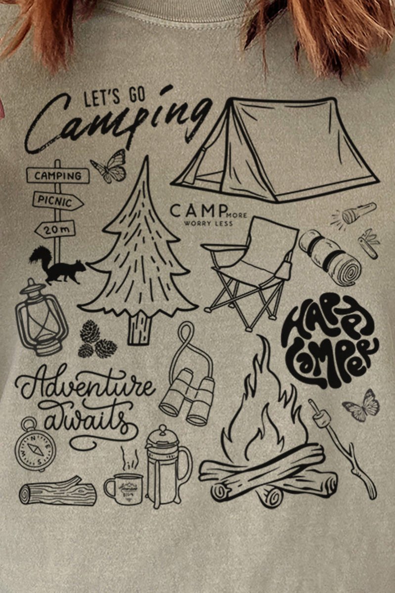 Camping Collage Comfort Colors Adult Ring - Spun Cotton Tee - Wholesale Accessory Market