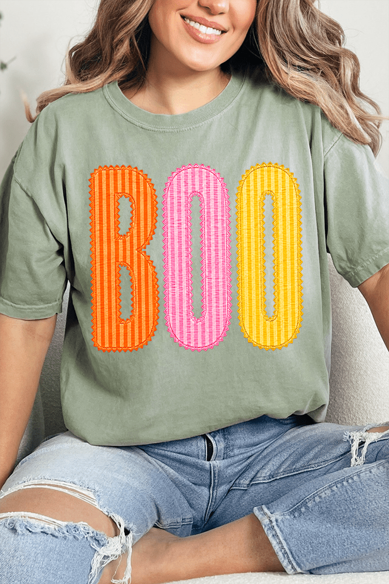 Candy Stripe Boo Comfort Colors Adult Ring-Spun Cotton Tee - Wholesale Accessory Market