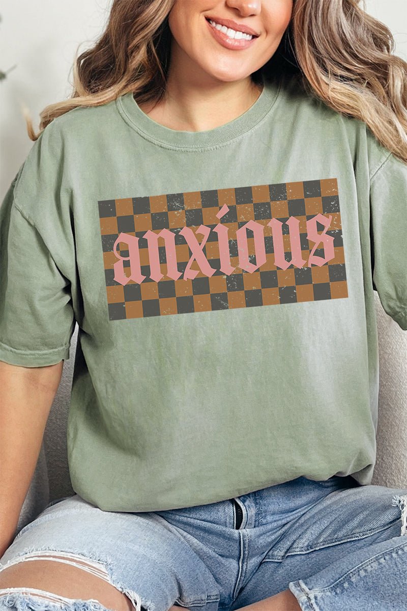 Checkered Anxious Comfort Colors Adult Ring - Spun Cotton Tee - Wholesale Accessory Market