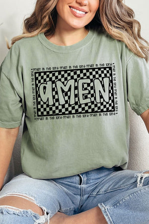 Checkered Trust In The Lord Comfort Colors Adult Ring - Spun Cotton Tee - Wholesale Accessory Market