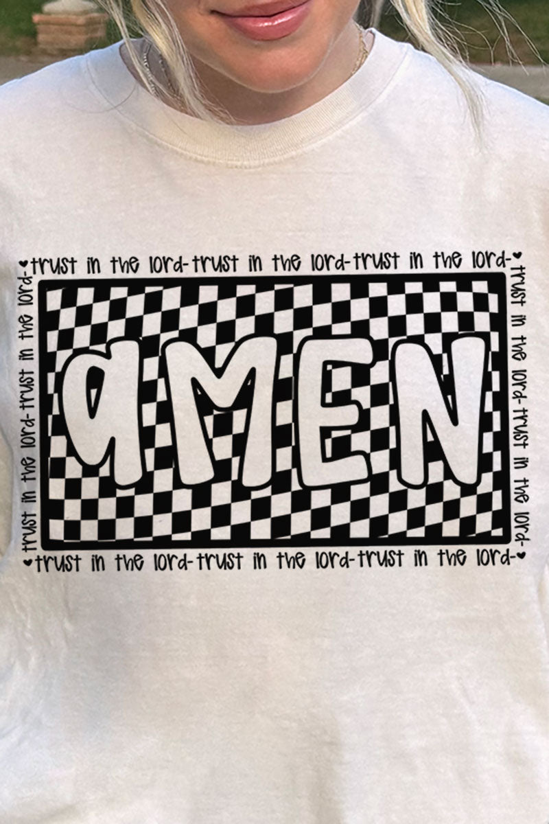 Checkered Trust In The Lord Comfort Colors Adult Ring - Spun Cotton Tee - Wholesale Accessory Market