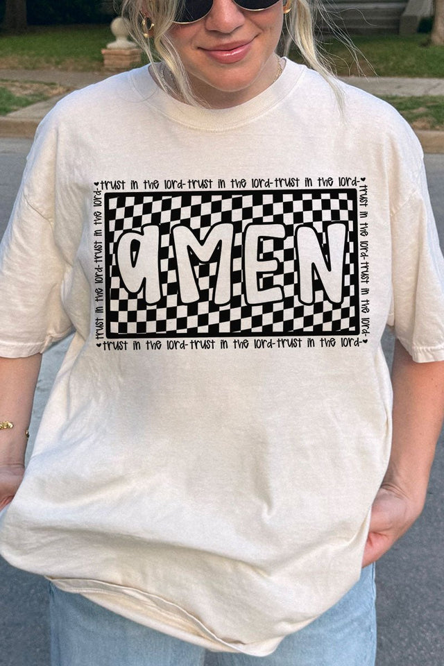 Checkered Trust In The Lord Comfort Colors Adult Ring - Spun Cotton Tee - Wholesale Accessory Market