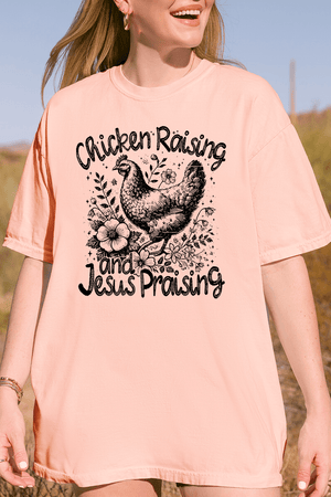 Chicken Raising, Jesus Praising Comfort Colors Adult Ring - Spun Cotton Tee - Wholesale Accessory Market