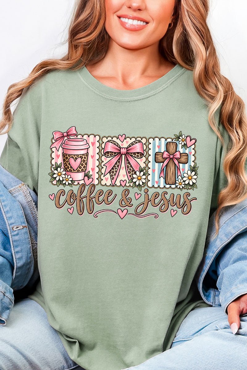 Coffee & Jesus Coquette Comfort Colors Adult Ring-Spun Cotton Tee - Wholesale Accessory Market