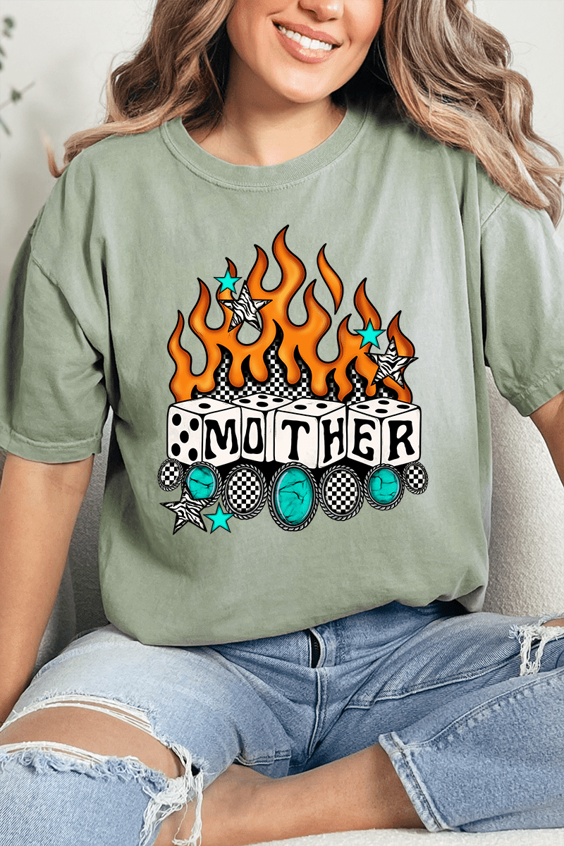 Concho Flames Mother Comfort Colors Adult Ring - Spun Cotton Tee - Wholesale Accessory Market