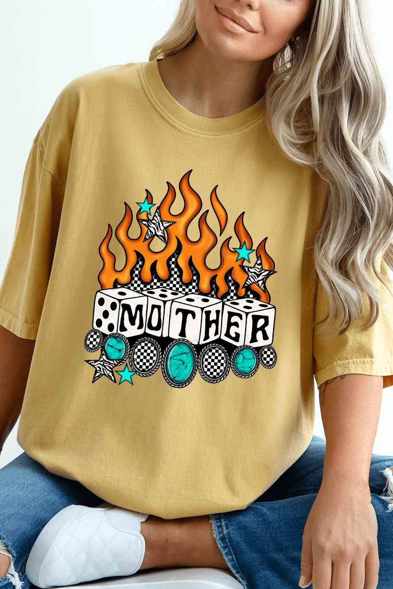 Concho Flames Mother Comfort Colors Adult Ring - Spun Cotton Tee - Wholesale Accessory Market