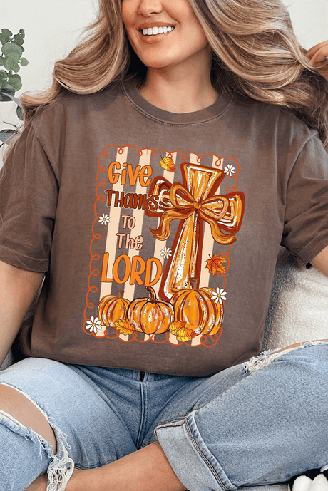 Coquette Cross Give Thanks Comfort Colors Adult Ring - Spun Cotton Tee - Wholesale Accessory Market