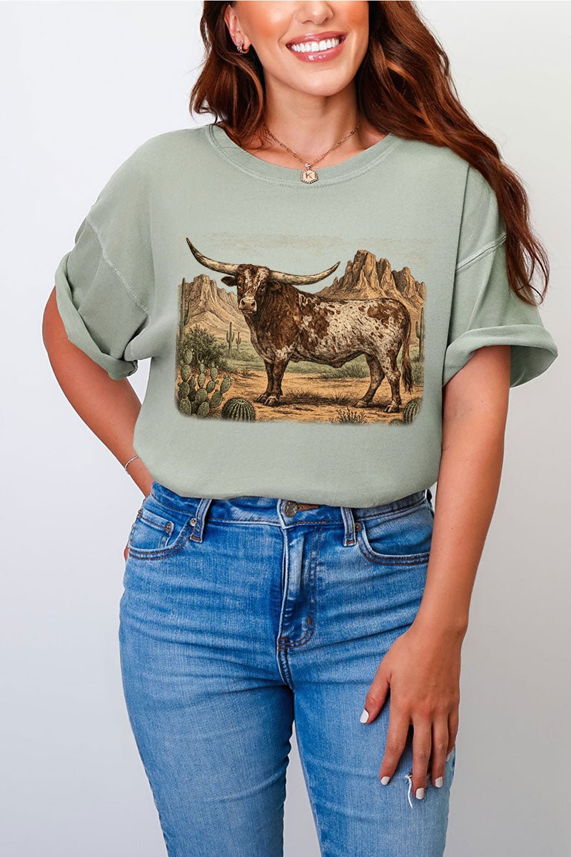 Desert Monarch Longhorn Comfort Colors Adult Ring - Spun Cotton Tee - Wholesale Accessory Market