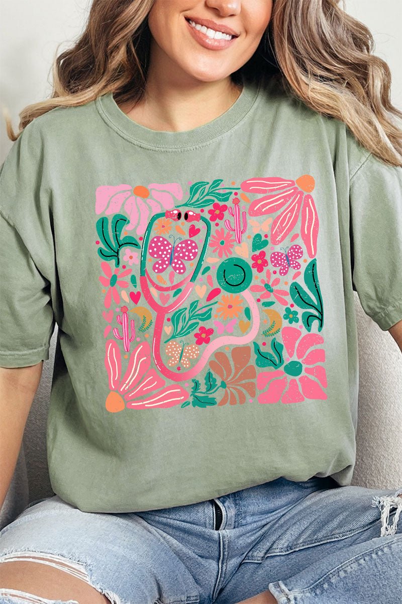 Doodle Boho Nurse Comfort Colors Adult Ring - Spun Cotton Tee - Wholesale Accessory Market