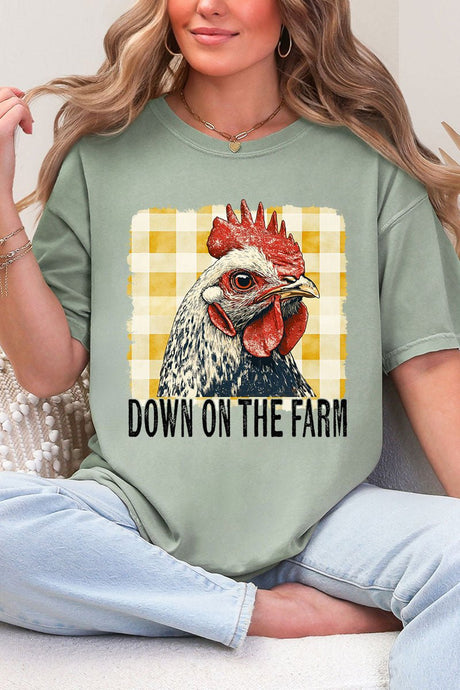Down On The Farm Chicken Comfort Colors Adult Ring - Spun Cotton Tee - Wholesale Accessory Market