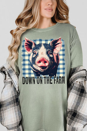 Down On The Farm Pig Comfort Colors Adult Ring - Spun Cotton Tee - Wholesale Accessory Market