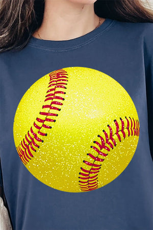 Faux Glitter Softball Comfort Colors Adult Ring - Spun Cotton Tee - Wholesale Accessory Market