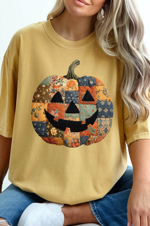 Faux Quilted Pumpkin Comfort Colors Adult Ring - Spun Cotton Tee - Wholesale Accessory Market
