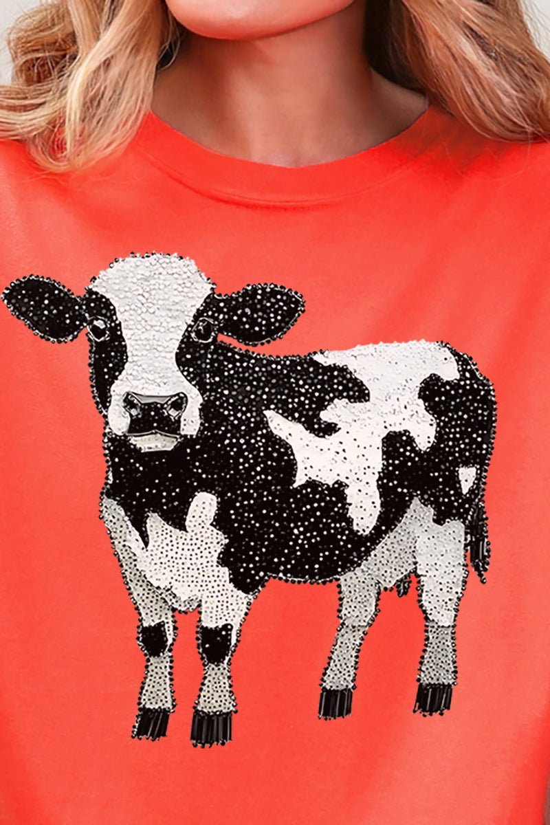 Faux Rhinestone Cow Comfort Colors Adult Ring - Spun Cotton Tee - Wholesale Accessory Market