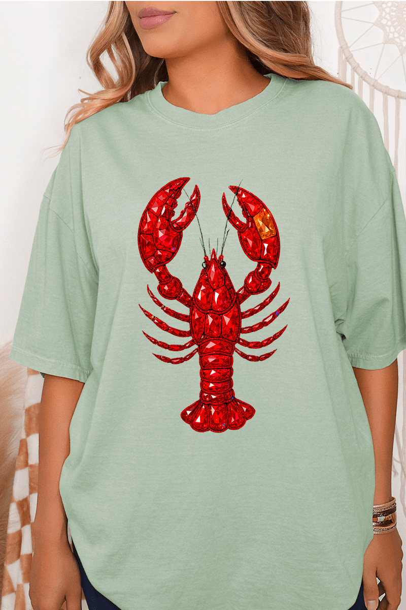 Faux Rhinestone Crawfish Comfort Colors Adult Ring - Spun Cotton Tee - Wholesale Accessory Market
