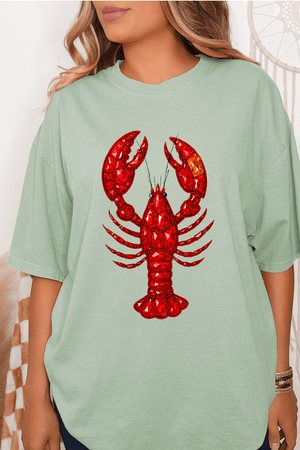Faux Rhinestone Crawfish Comfort Colors Adult Ring - Spun Cotton Tee - Wholesale Accessory Market