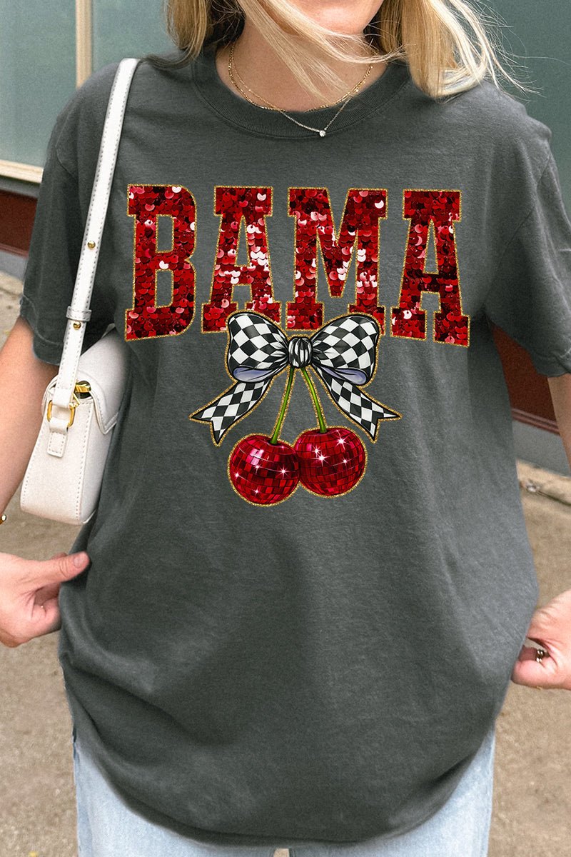 Faux Sequin Cherry Bama Comfort Colors Adult Ring-Spun Cotton Tee ...