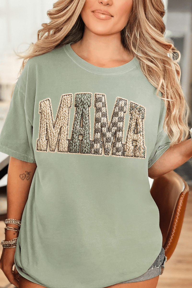 Faux Yarn Check Mama Comfort Colors Adult Ring - Spun Cotton Tee - Wholesale Accessory Market