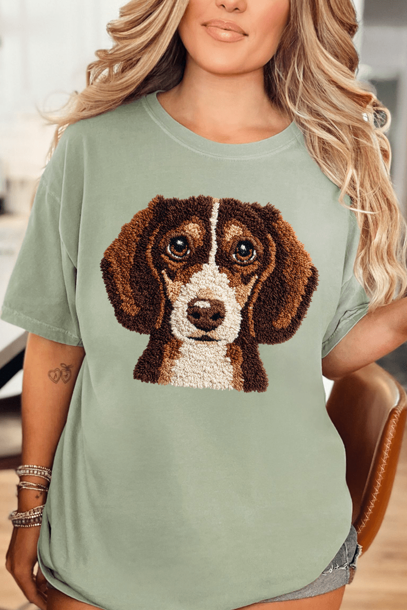 Faux Yarn Dachshund Comfort Colors Adult Ring - Spun Cotton Tee - Wholesale Accessory Market