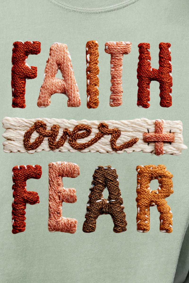 Faux Yarn Faith Over Fear Comfort Colors Adult Ring - Spun Cotton Tee - Wholesale Accessory Market