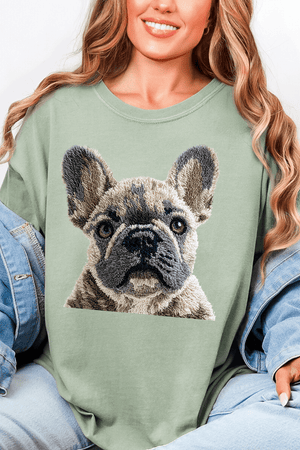 Faux Yarn French Bulldog Comfort Colors Adult Ring - Spun Cotton Tee - Wholesale Accessory Market