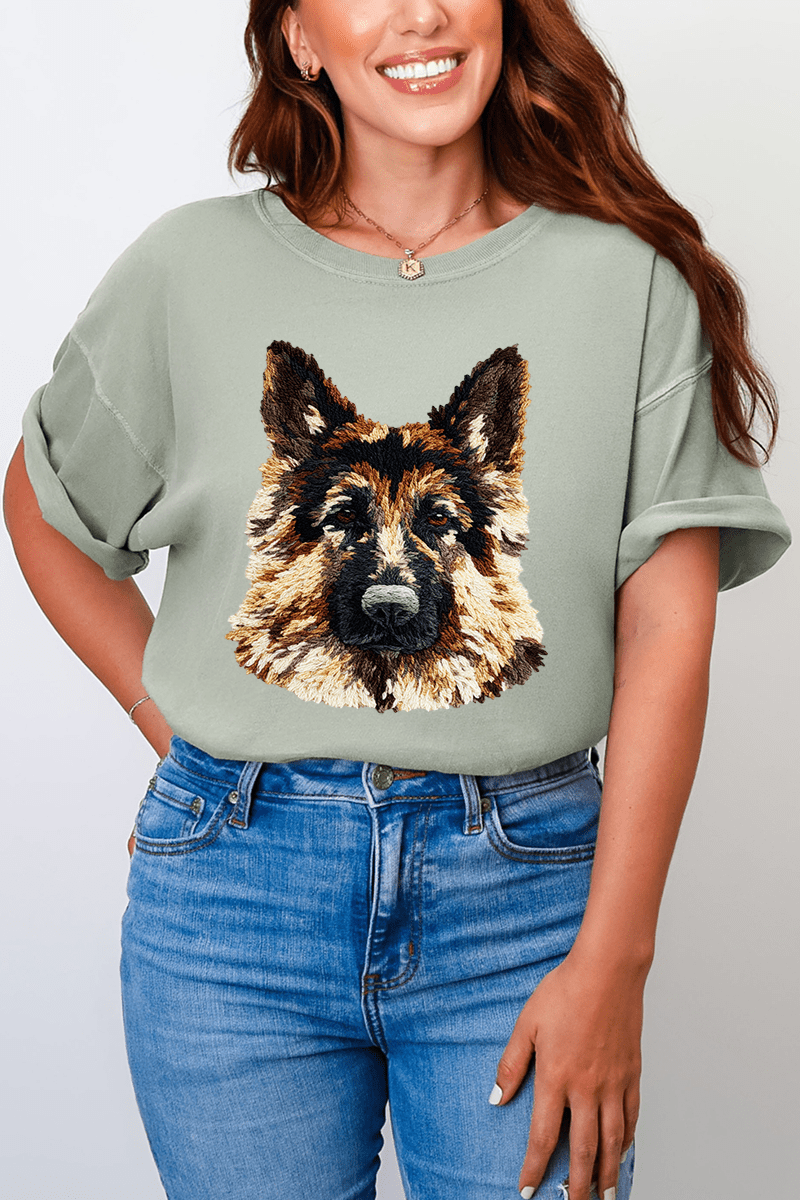 Faux Yarn German Shepherd Comfort Colors Adult Ring - Spun Cotton Tee - Wholesale Accessory Market