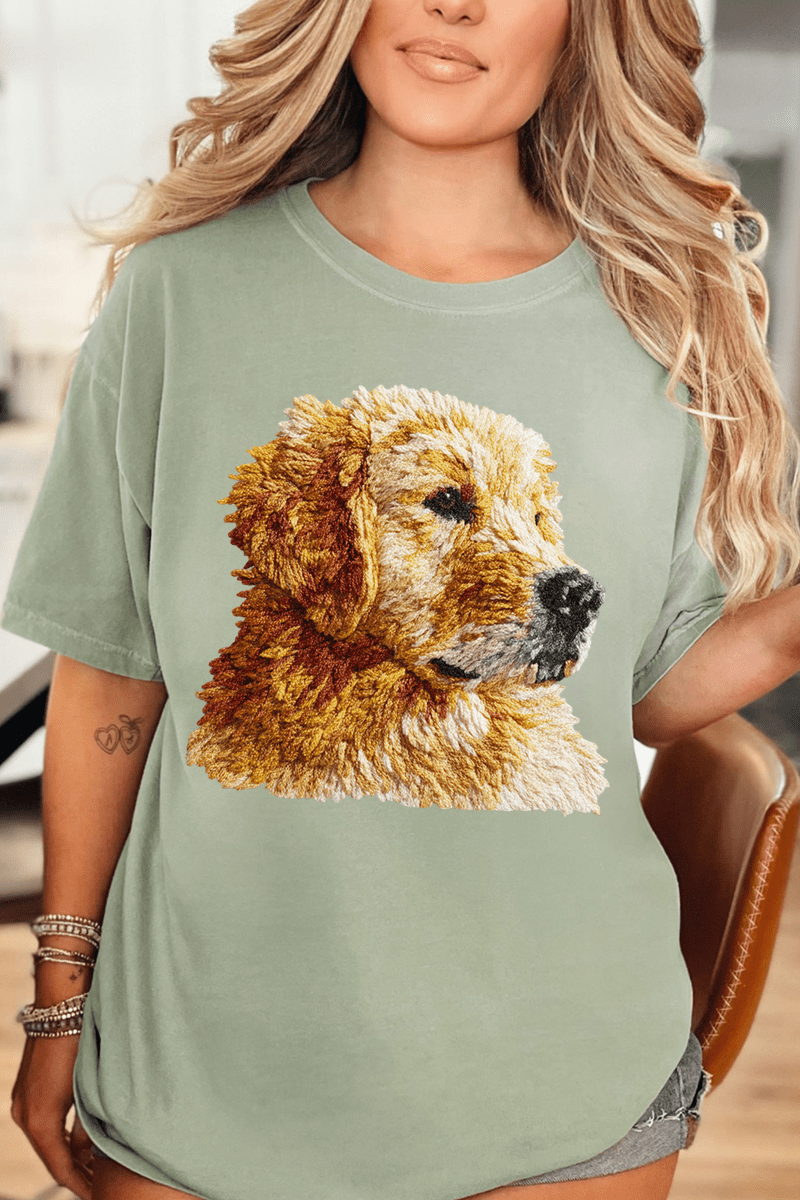 Faux Yarn Golden Retriever Comfort Colors Adult Ring - Spun Cotton Tee - Wholesale Accessory Market