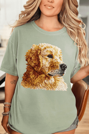 Faux Yarn Golden Retriever Comfort Colors Adult Ring - Spun Cotton Tee - Wholesale Accessory Market