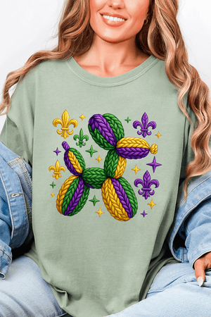 Faux Yarn Mardi Gras Balloon Dog Comfort Colors Adult Ring - Spun Cotton Tee - Wholesale Accessory Market