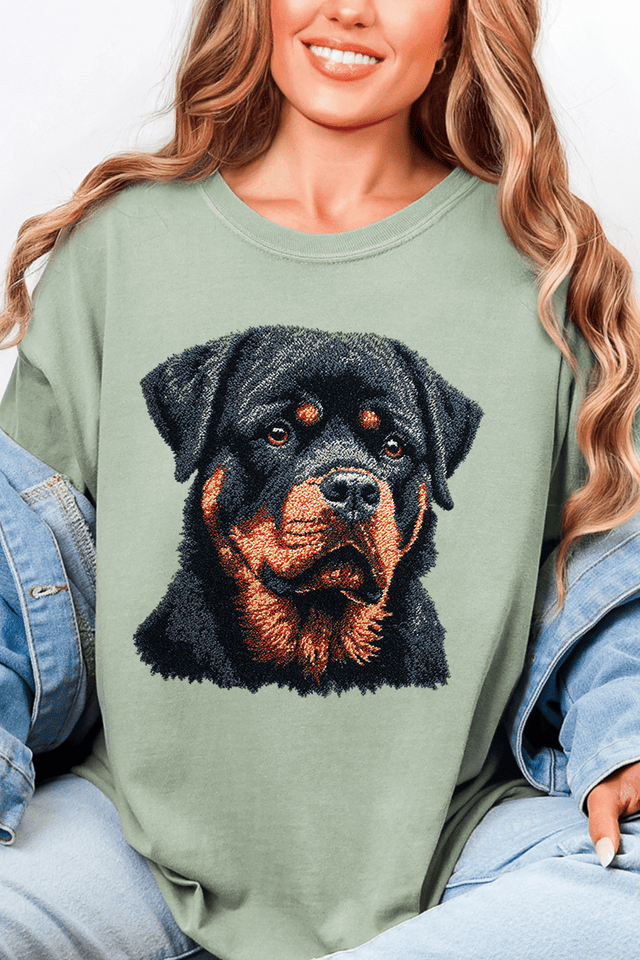 Faux Yarn Rottweiler Comfort Colors Adult Ring - Spun Cotton Tee - Wholesale Accessory Market