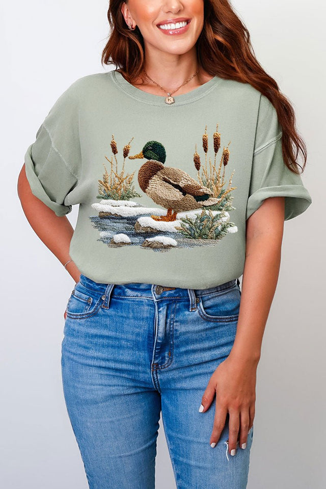 Faux Yarn Winter Mallard Comfort Colors Adult Ring - Spun Cotton Tee - Wholesale Accessory Market