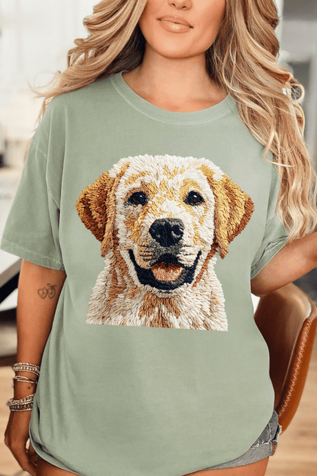 Faux Yarn Yellow Labrador Retriever Comfort Colors Adult Ring - Spun Cotton Tee - Wholesale Accessory Market